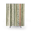 Sage Green Leaf Stripe Shower Curtain