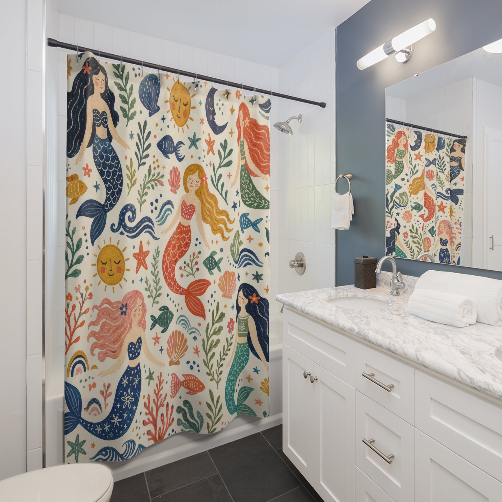 Colorful Ocean Repeat Shower Curtain