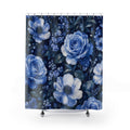 Navy Floral Shower Curtain, Navy Blue Botanical Bathroom Decor, Dark Floral Bath Curtain, Guest Bath Decor, Small Bathroom Decor, Home Decor