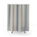 Blue Striped Shower Curtain, Gray White Bath Decor, Pale Blue Vertical Stripe Pattern, Soft Neutral Guest Bathroom Decor, Calm Blue Style