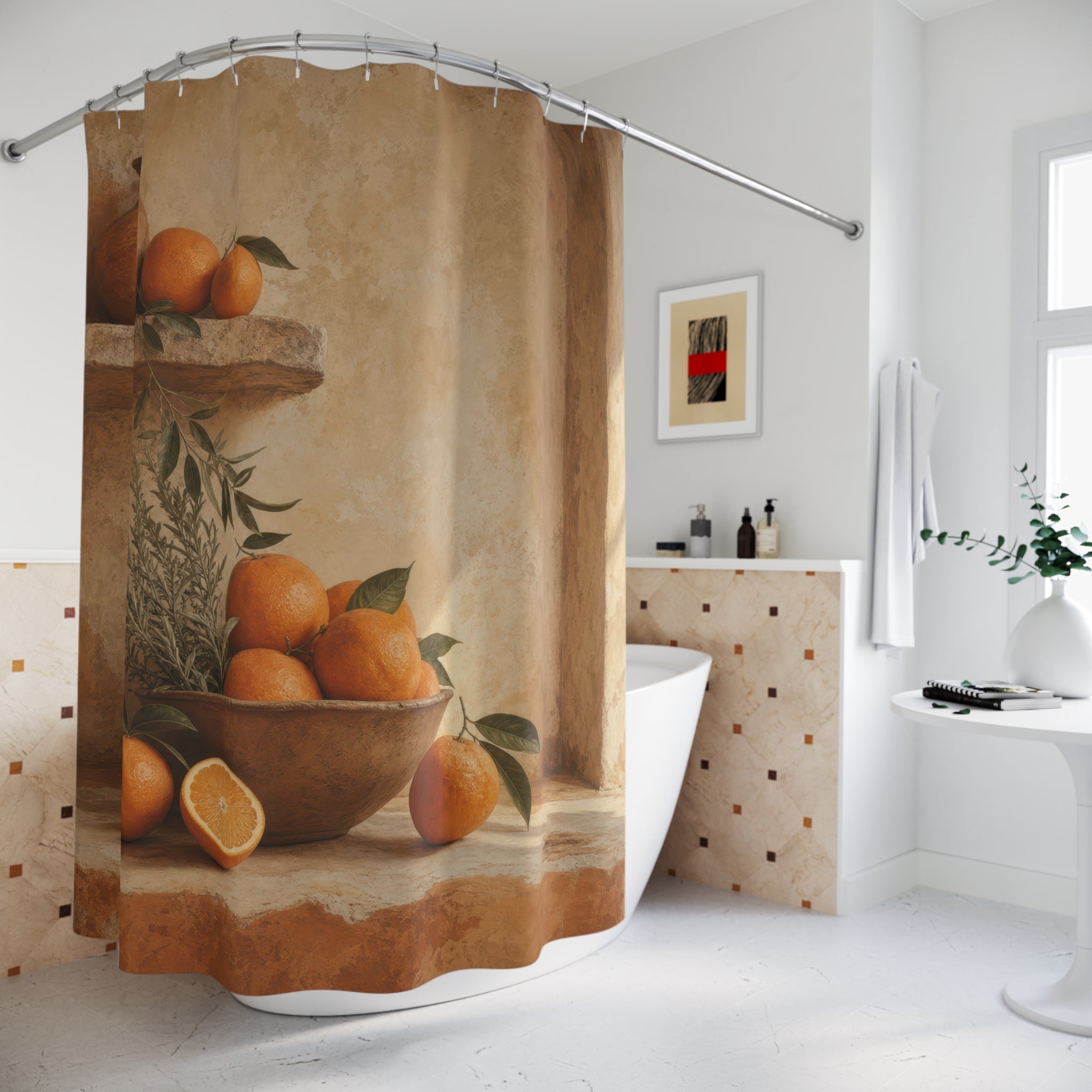 Warm Orange Still Life Shower Curtain