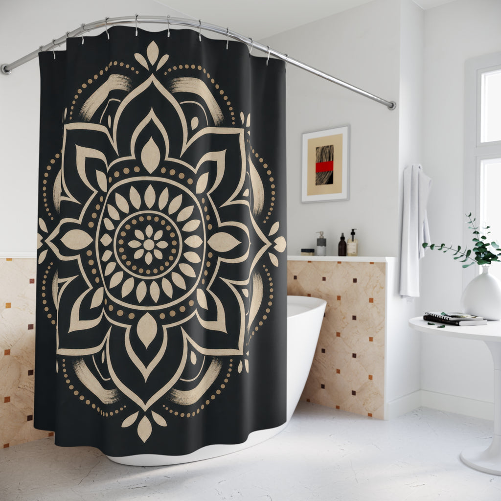 Gold Cream Medallion Shower Curtain