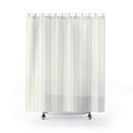 White Pinstripe Shower Curtain, Pale Yellow Striped Curtain, Modern Minimalist Bathroom Decor, Dense Vertical Stripe Bath Curtain