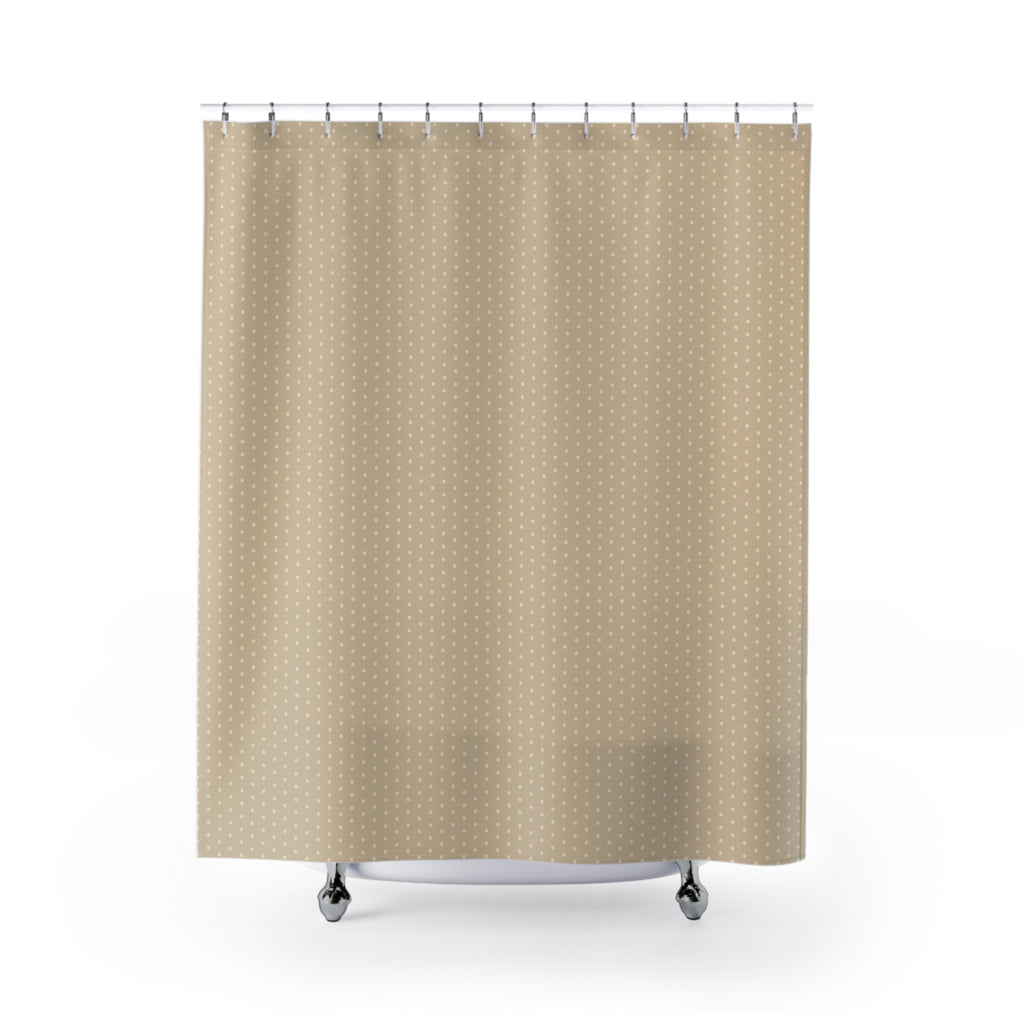 Cream and Beige Tonal Polka Dot Shower Curtain