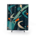 Teal Abstract Mid Century Style Shower Curtain