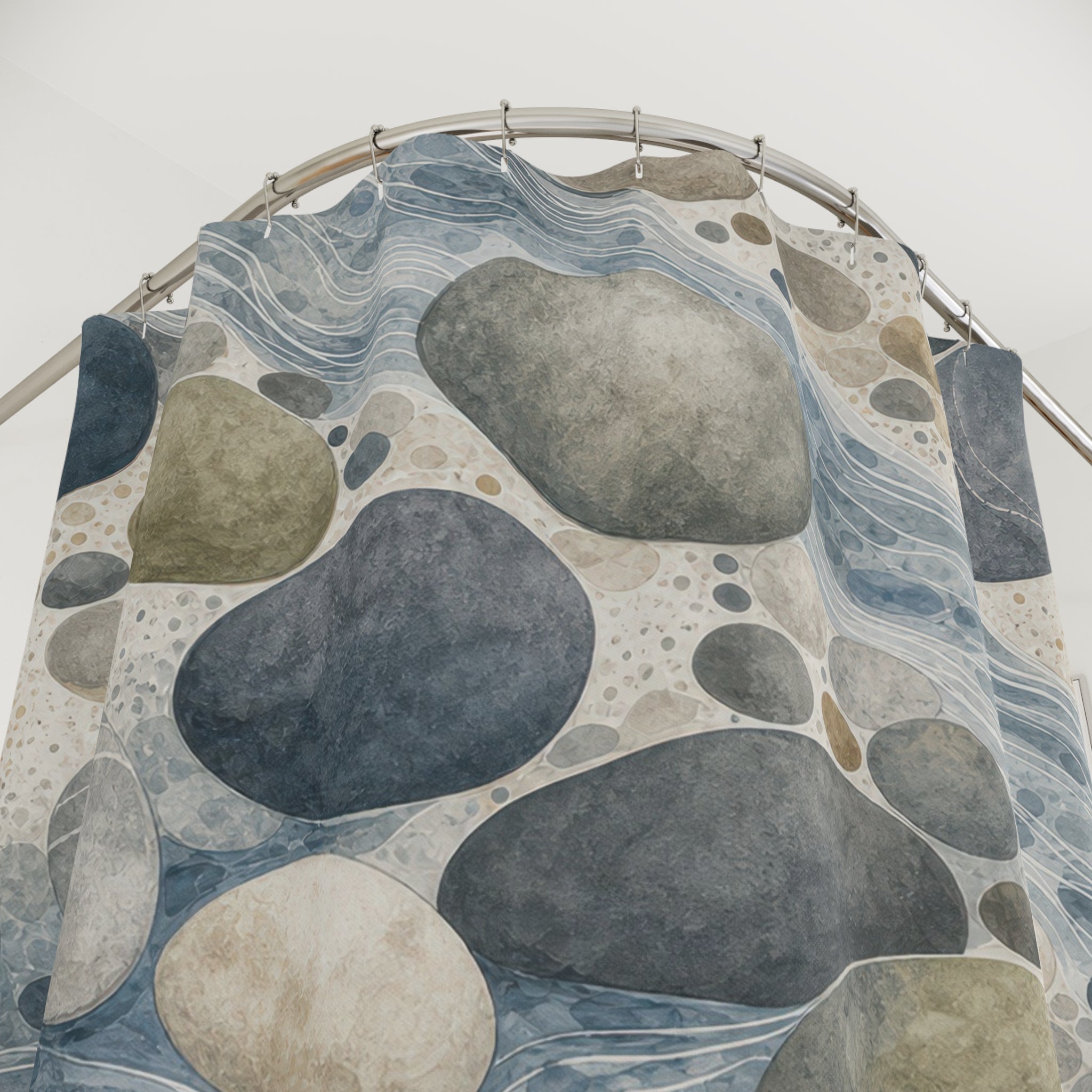 River Stone Watercolor Shower Curtain