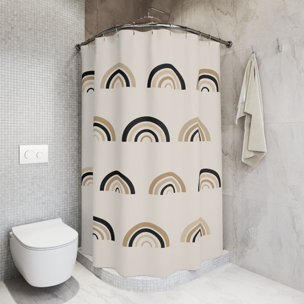 Boho Rainbow Arch Shower Curtain – Earth Tone