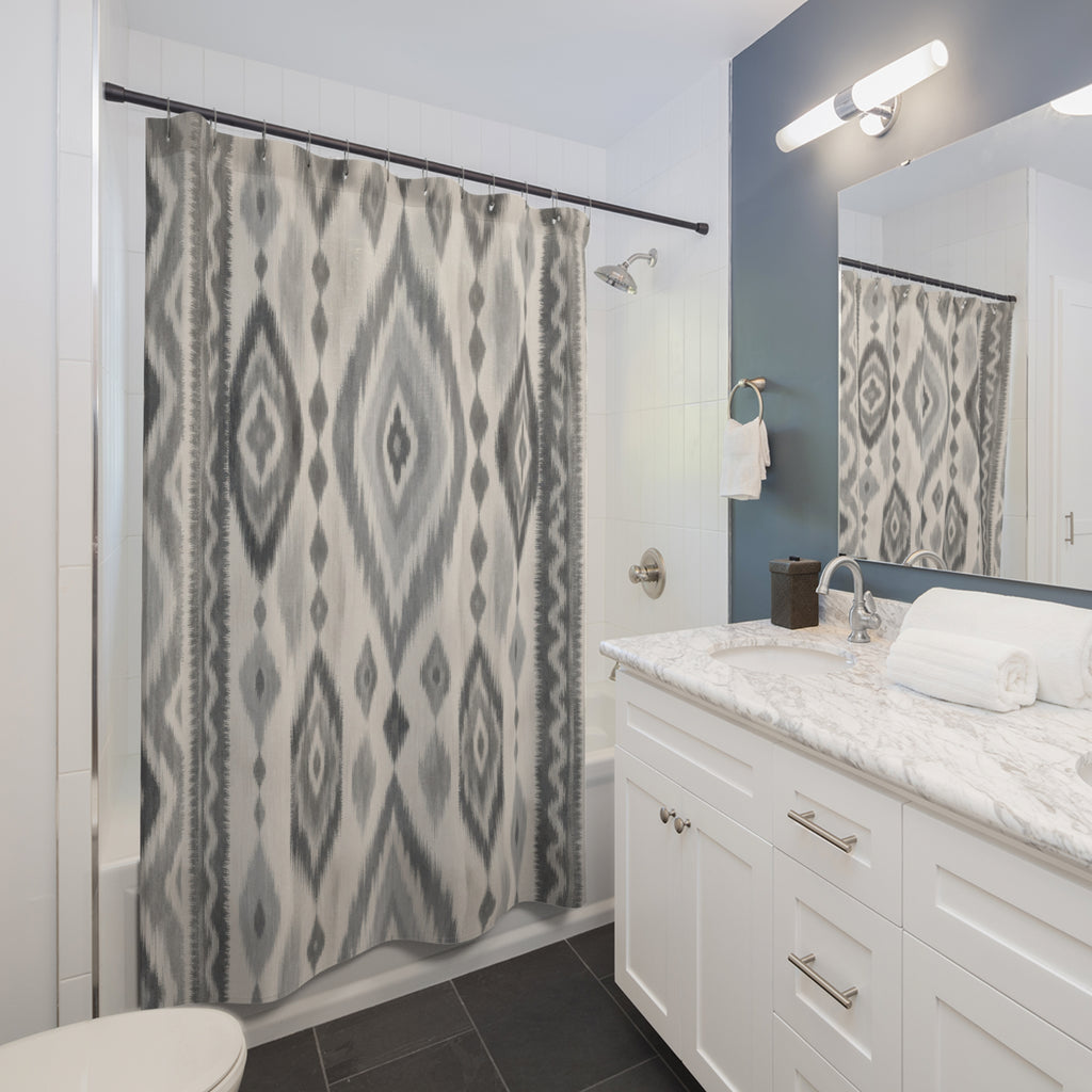 Gray White Diamond Geometric Shower Curtain