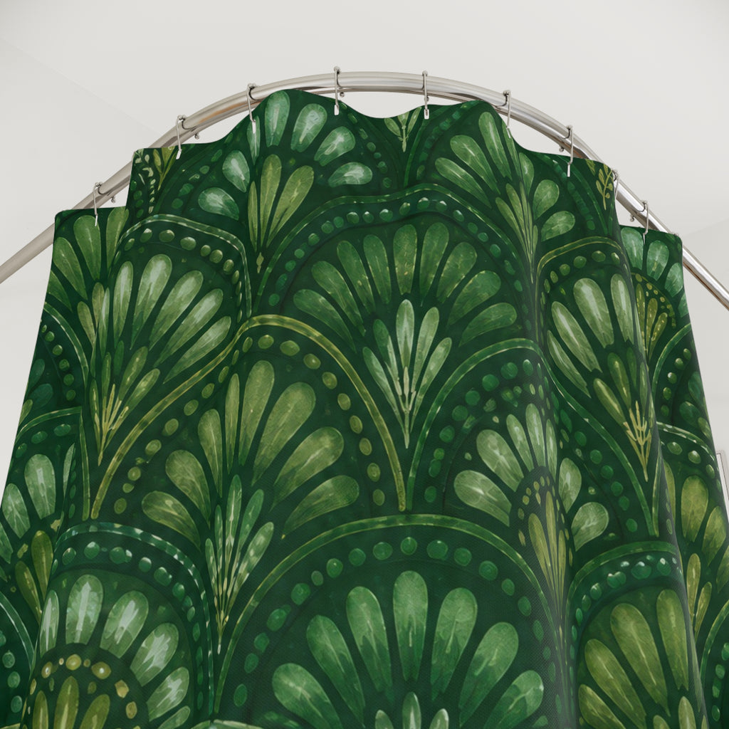Deco Fan Green Boho Shower Curtain