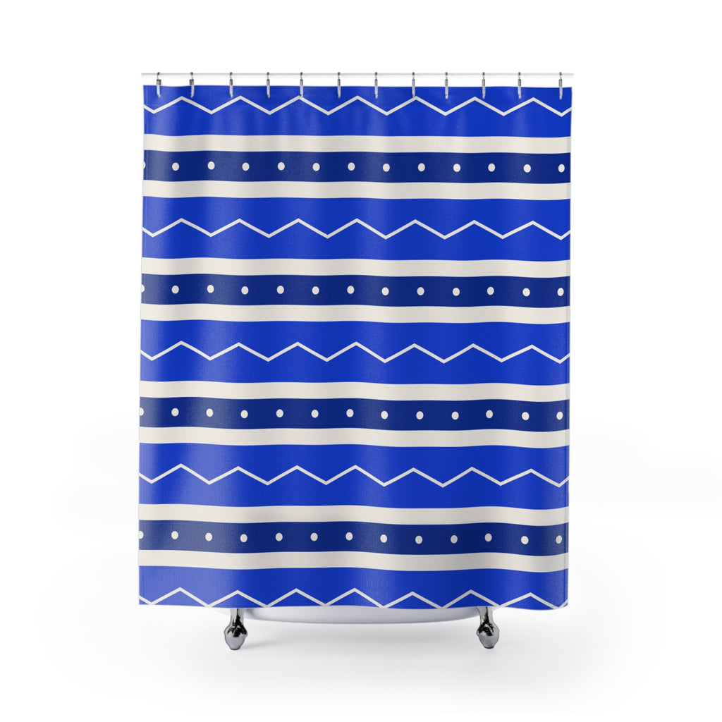 Greek Shower Curtain: Aegean Blue Stripe
