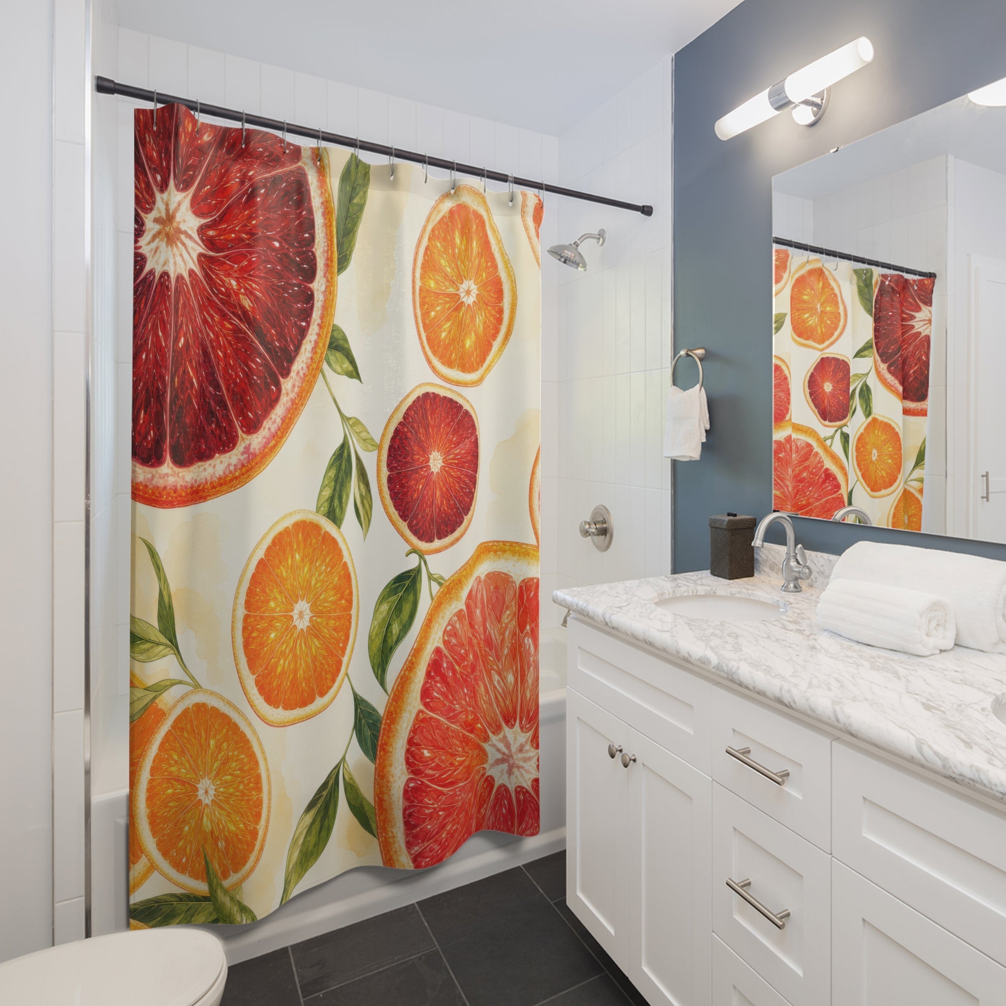 Stained Glass Orange Slice Shower Curtain