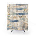 Coastal Farmhouse Beach Cottage Cottagecore Beige Blue Shower Curtain