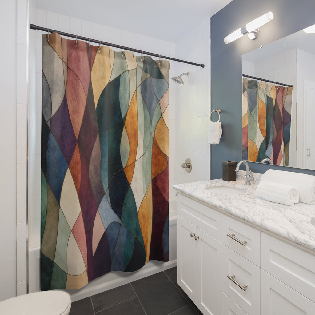 Jewel Tone Geometric Shower Curtain