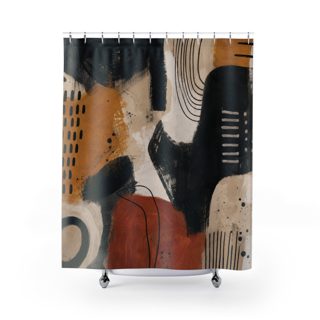 Black Art Shower Curtain: Abstract Modern Pattern
