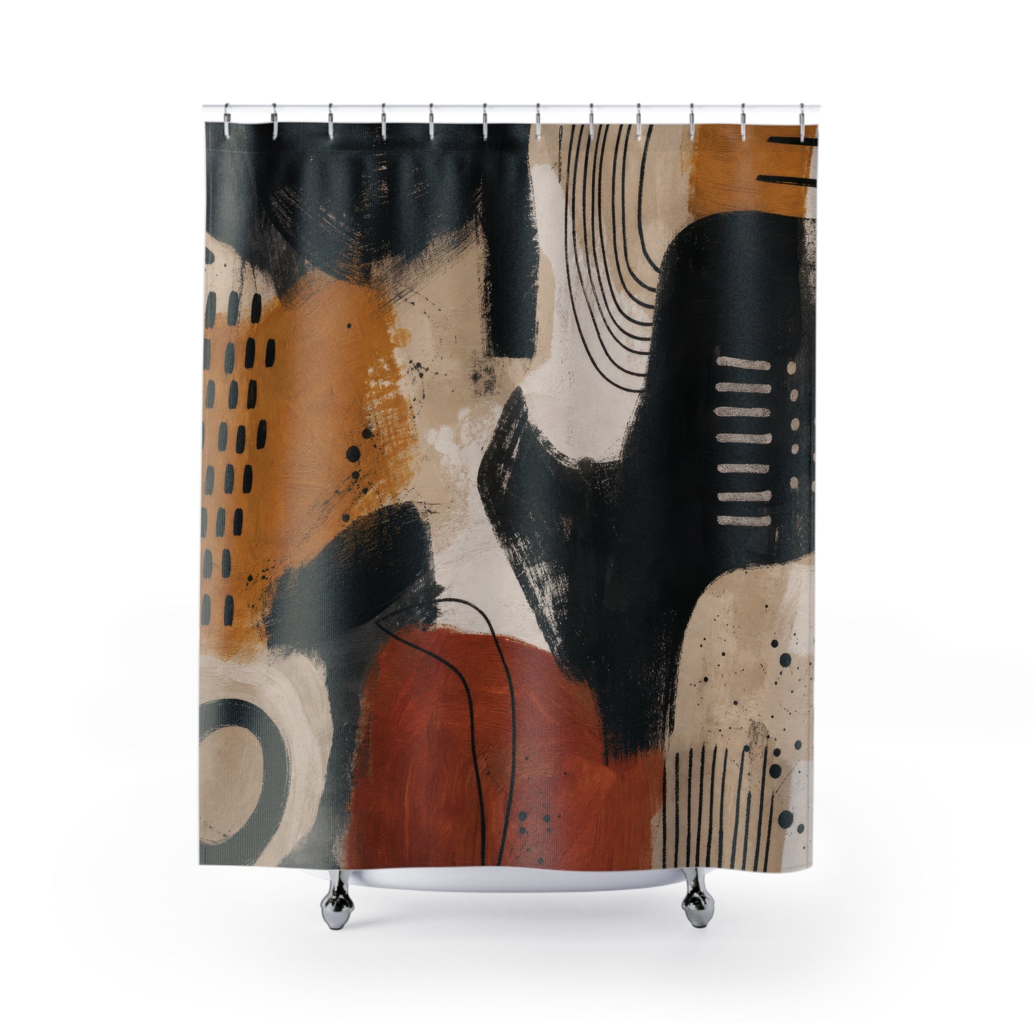 Black Art Shower Curtain: Abstract Modern Pattern