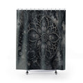 Grey Gothic Rose Window Shower Curtain