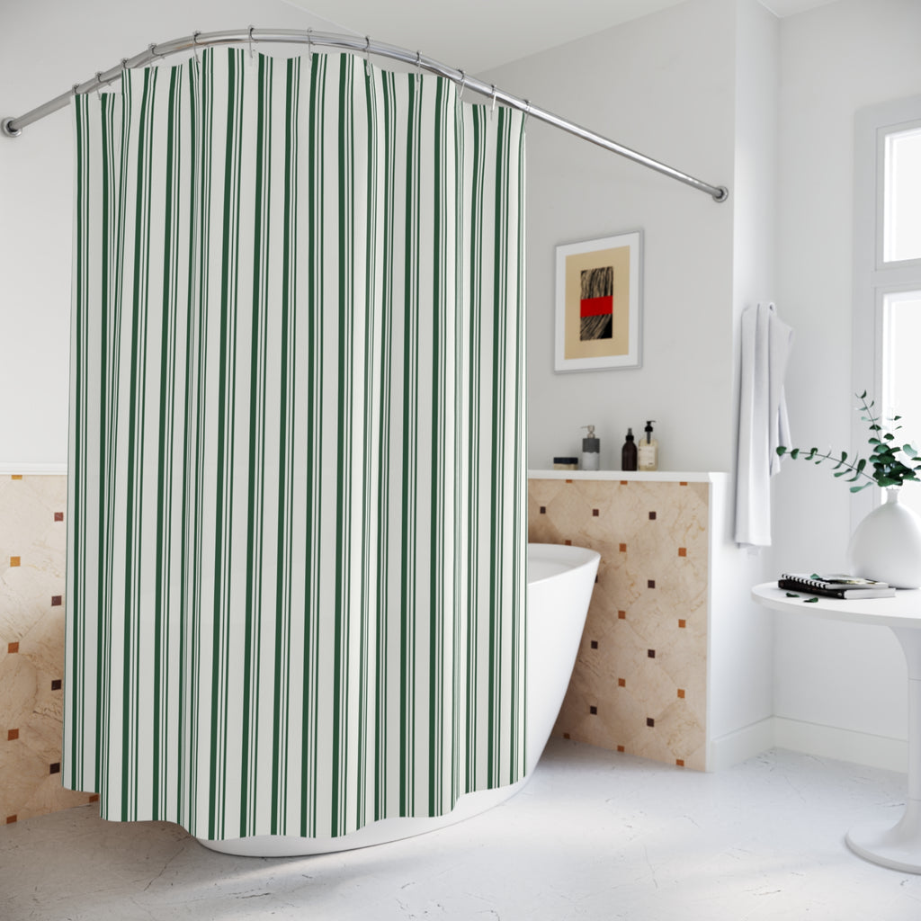 Green Stripe Shower Curtain – Sage Farmhouse