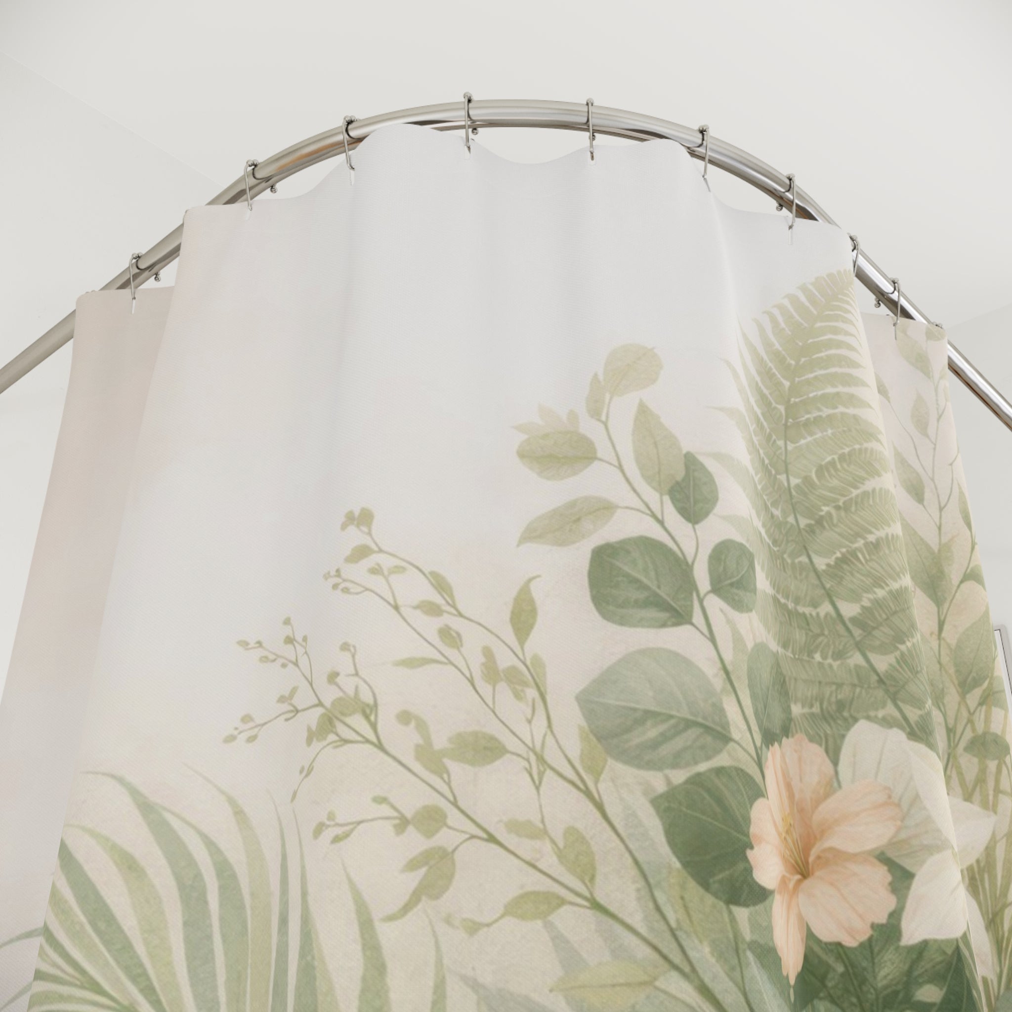 Tropical Botanical Shower Curtain – Palm and Monstera