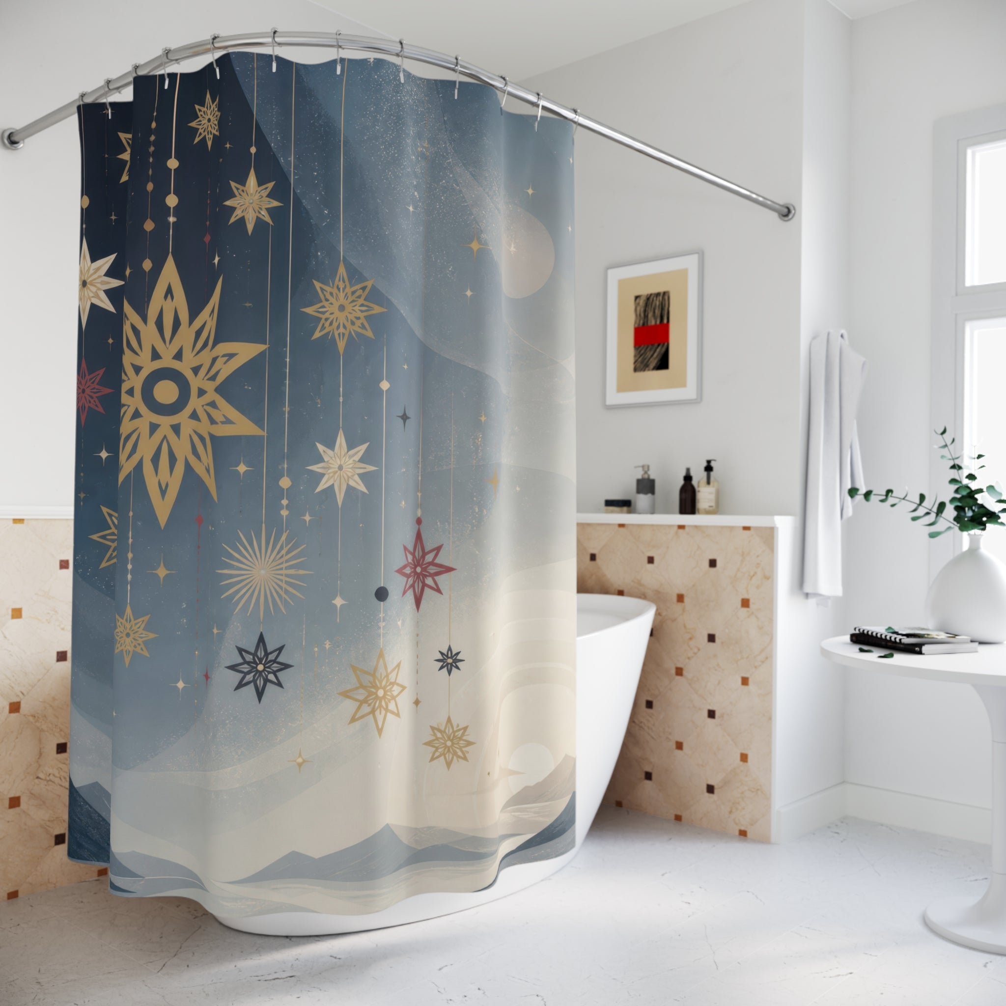 Nordic Holiday Constellation Shower Curtain