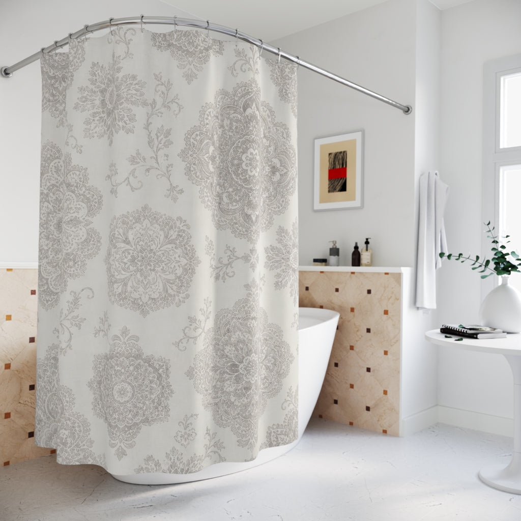 Pale Damask Medallion Shower Curtain