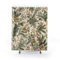 Green Botanical Christmas Shower Curtain