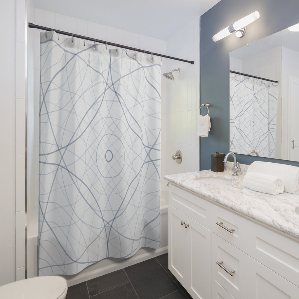 Blue and Grey Wave Ripple Shower Curtain