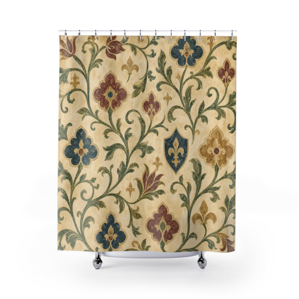 Medieval Botanical Vintage Floral Shower Curtain