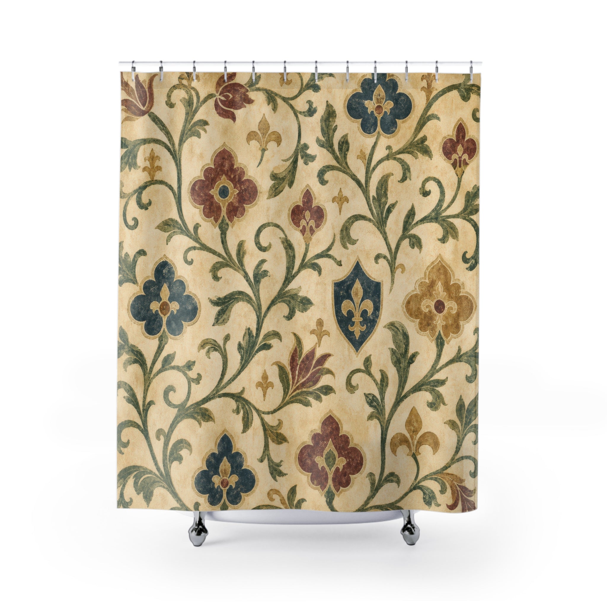 Medieval Botanical Vintage Floral Shower Curtain