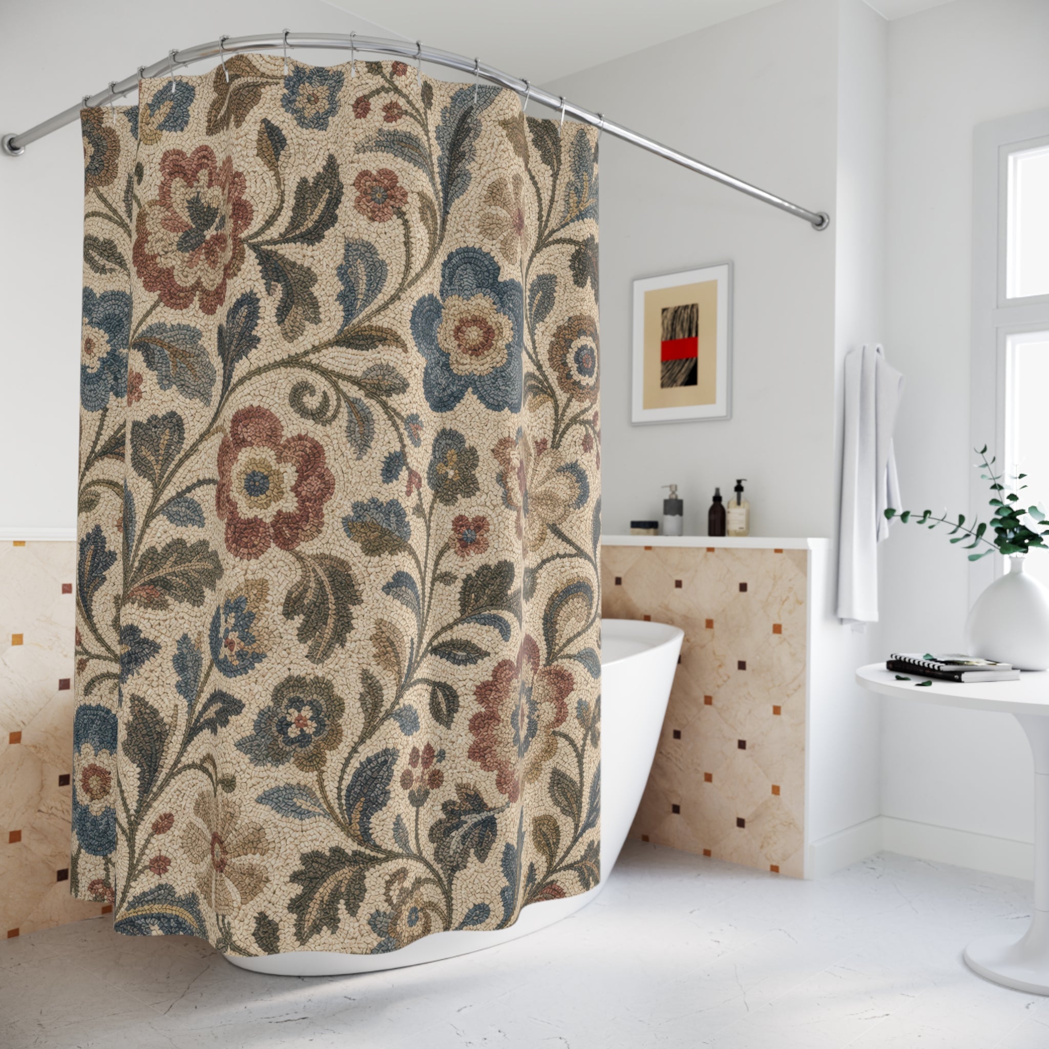 Rustic Tapestry Vintage Floral Shower Curtain