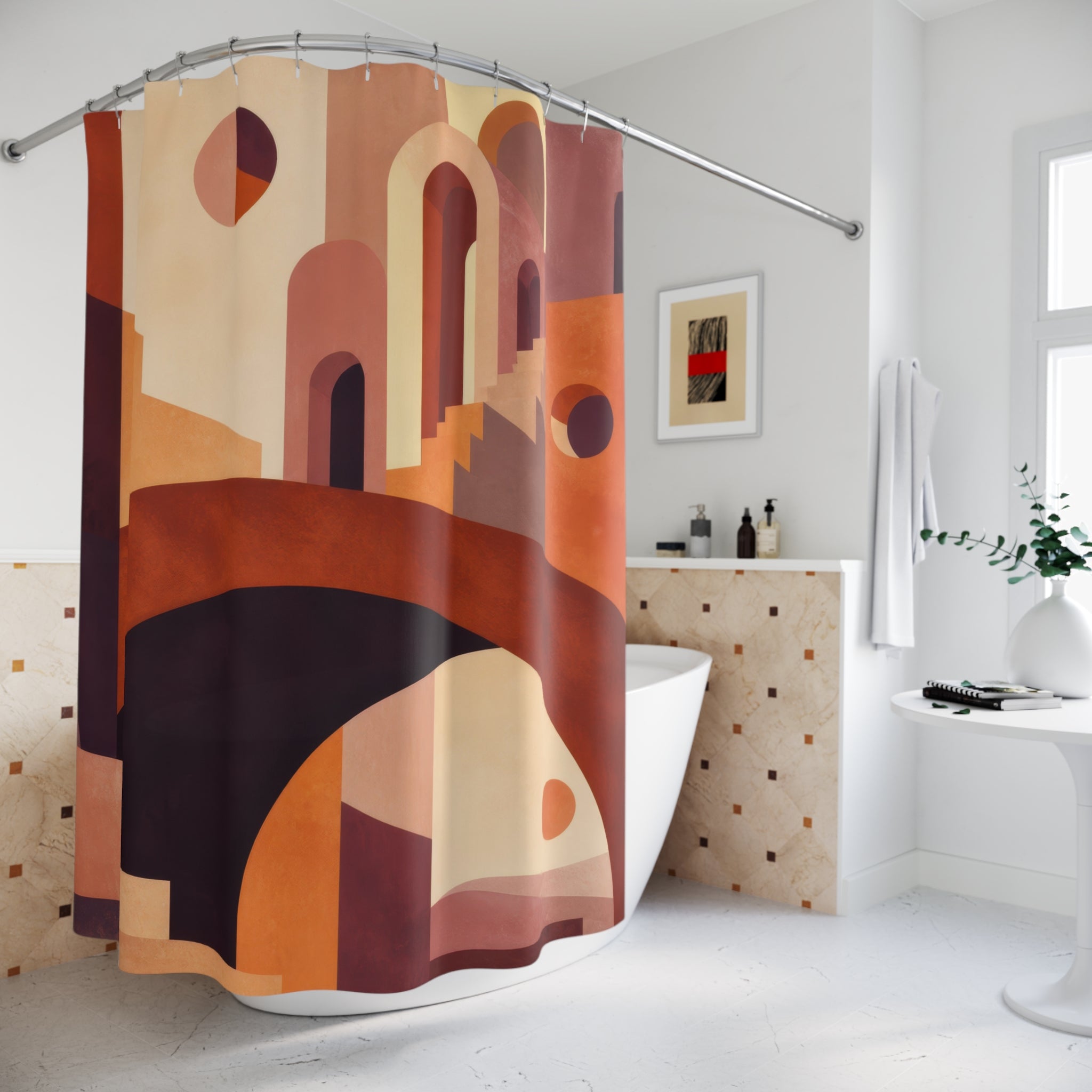 Terracotta Arches Designer Shower Curtain