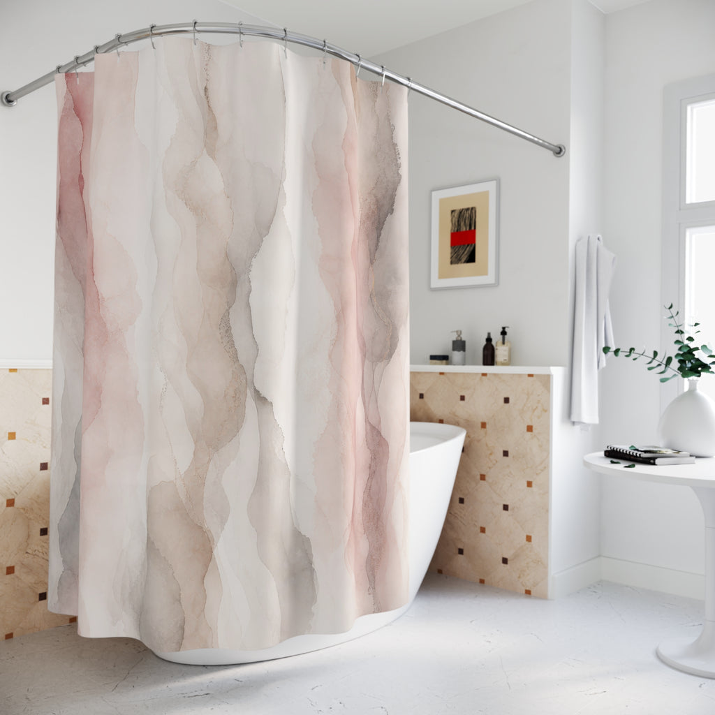 Blush Gray Abstract Marble Shower Curtain