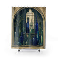 Blue and Green Apothecary Glass Shower Curtain