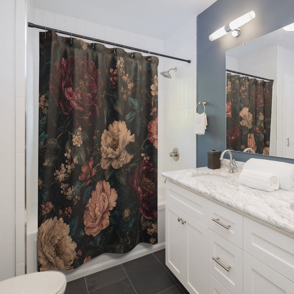 Dark Floral Shower Curtain