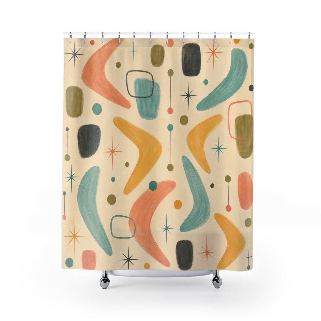 Retro Atomic Mid Century Shower Curtain: Retro Atomic Shower C