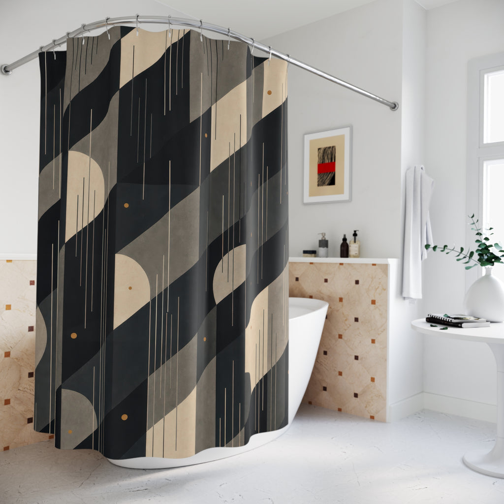 Black and White Striped Shower Curtain