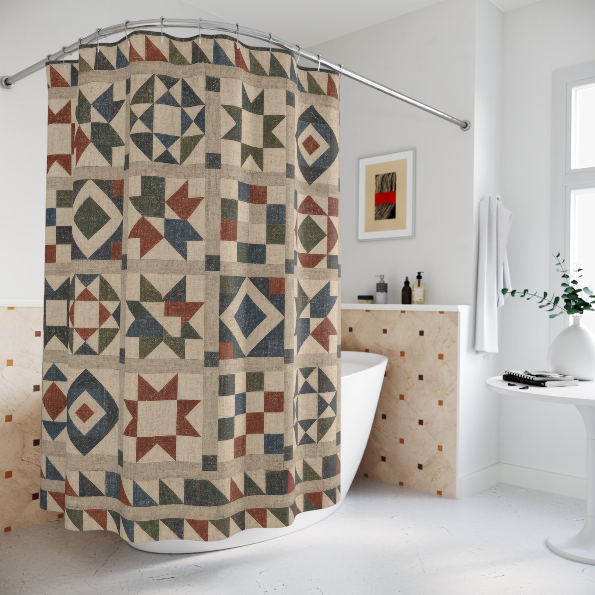 Patchwork Star Quilt Shower Curtain