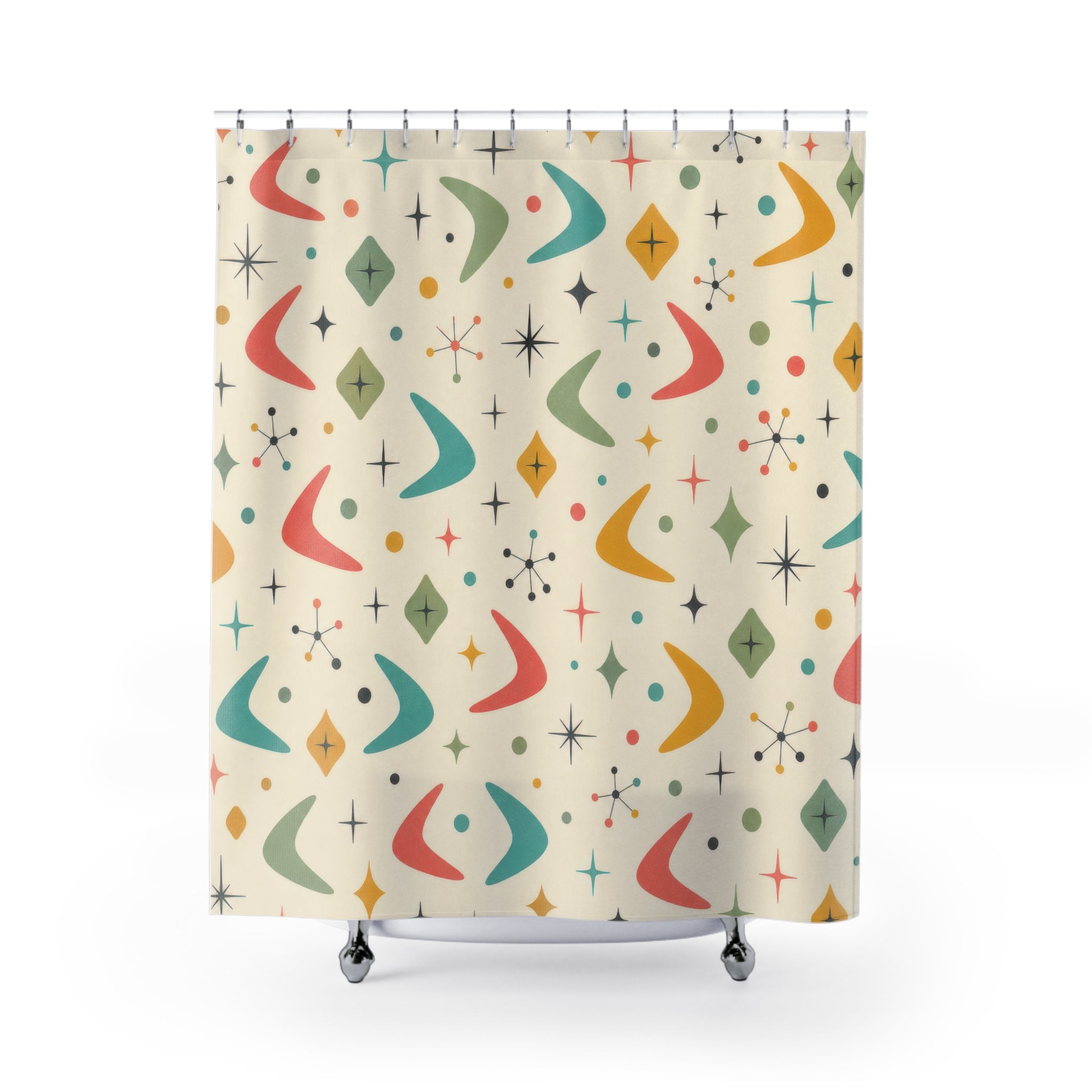Mid Century Atomic Retro Shower Curtain
