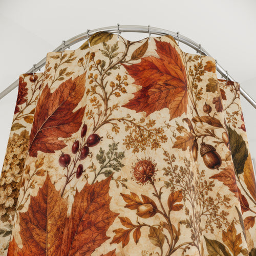 Autumn Shower Curtain: Vintage Fall Leaves