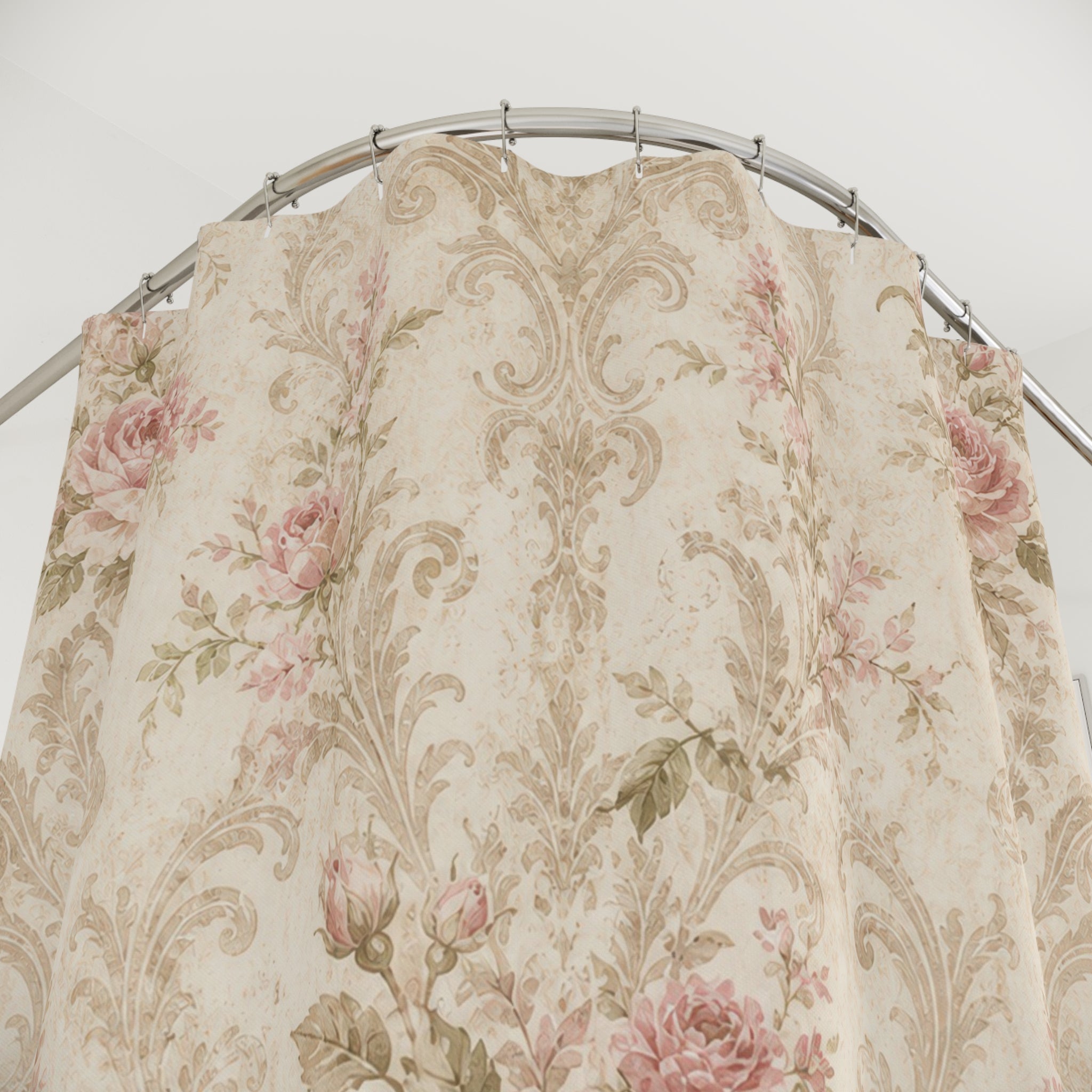 Pink Floral Damask Shower Curtain