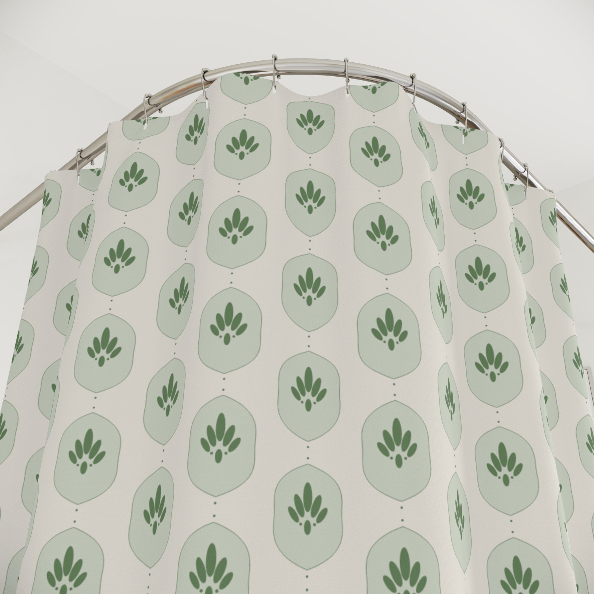 Sage Green Damask Shower Curtain – Botanical Ogee