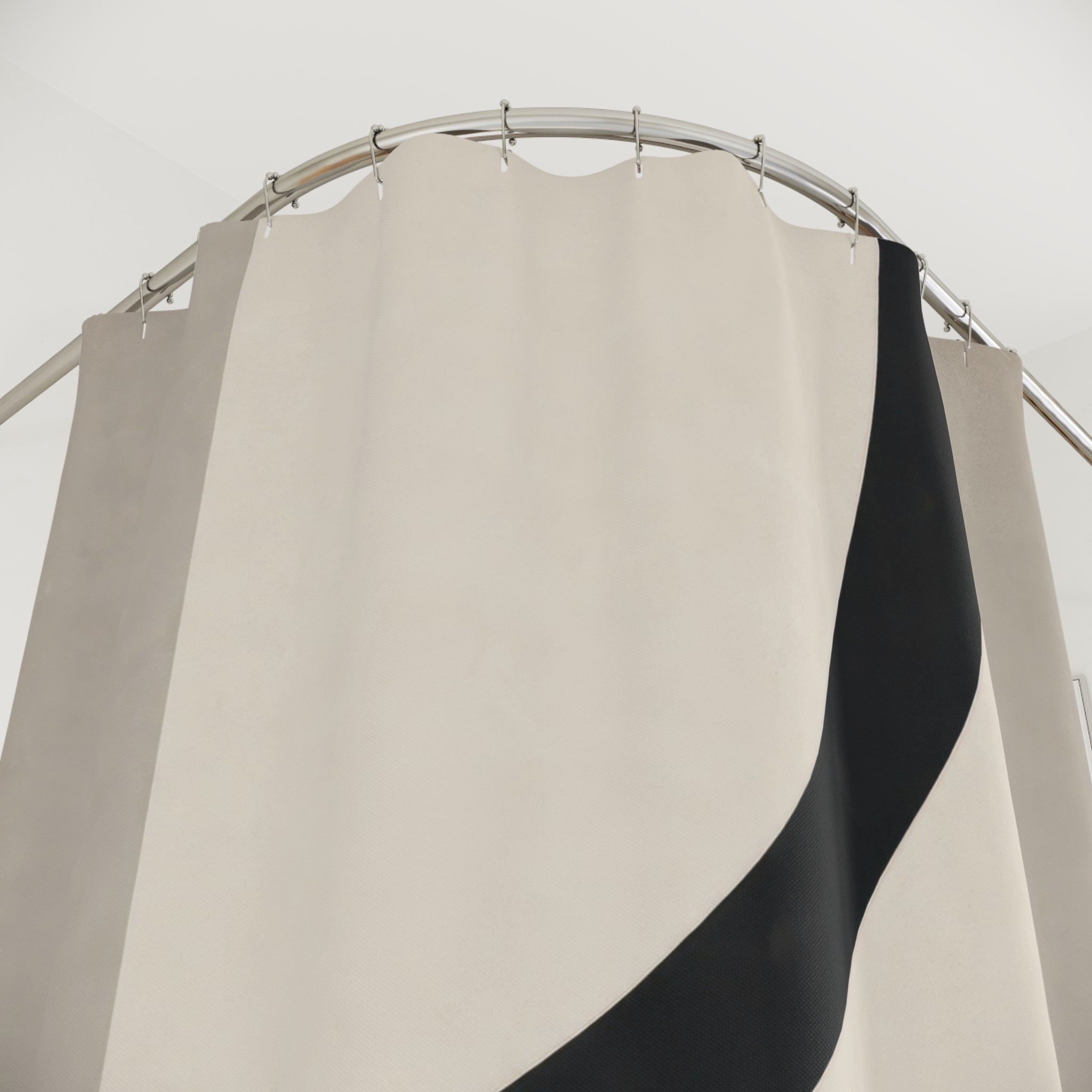 Beige Gray Abstract Black Shower Curtain: Beige Gray Abstract