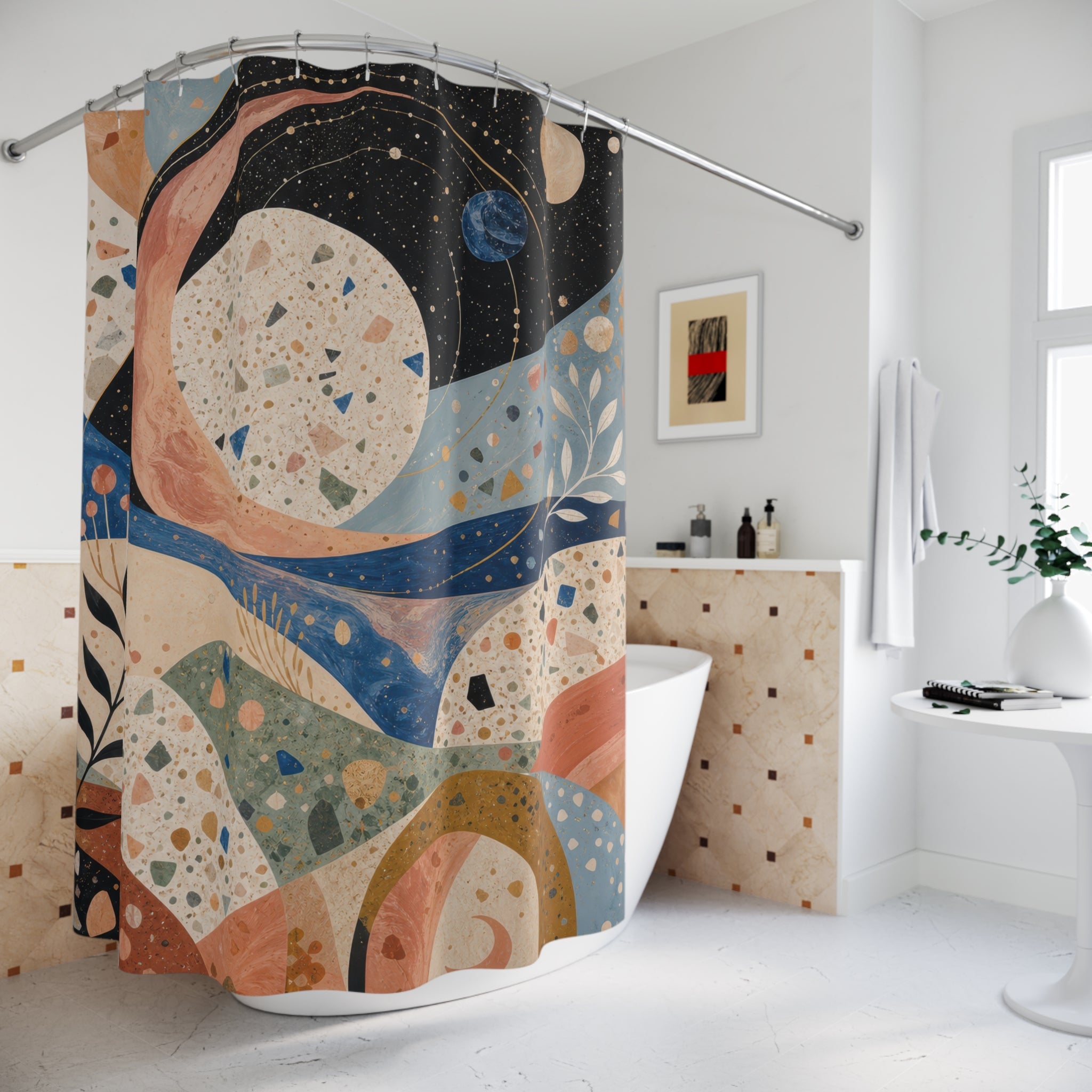 Terrazzo Orbit Garden Shower Curtain