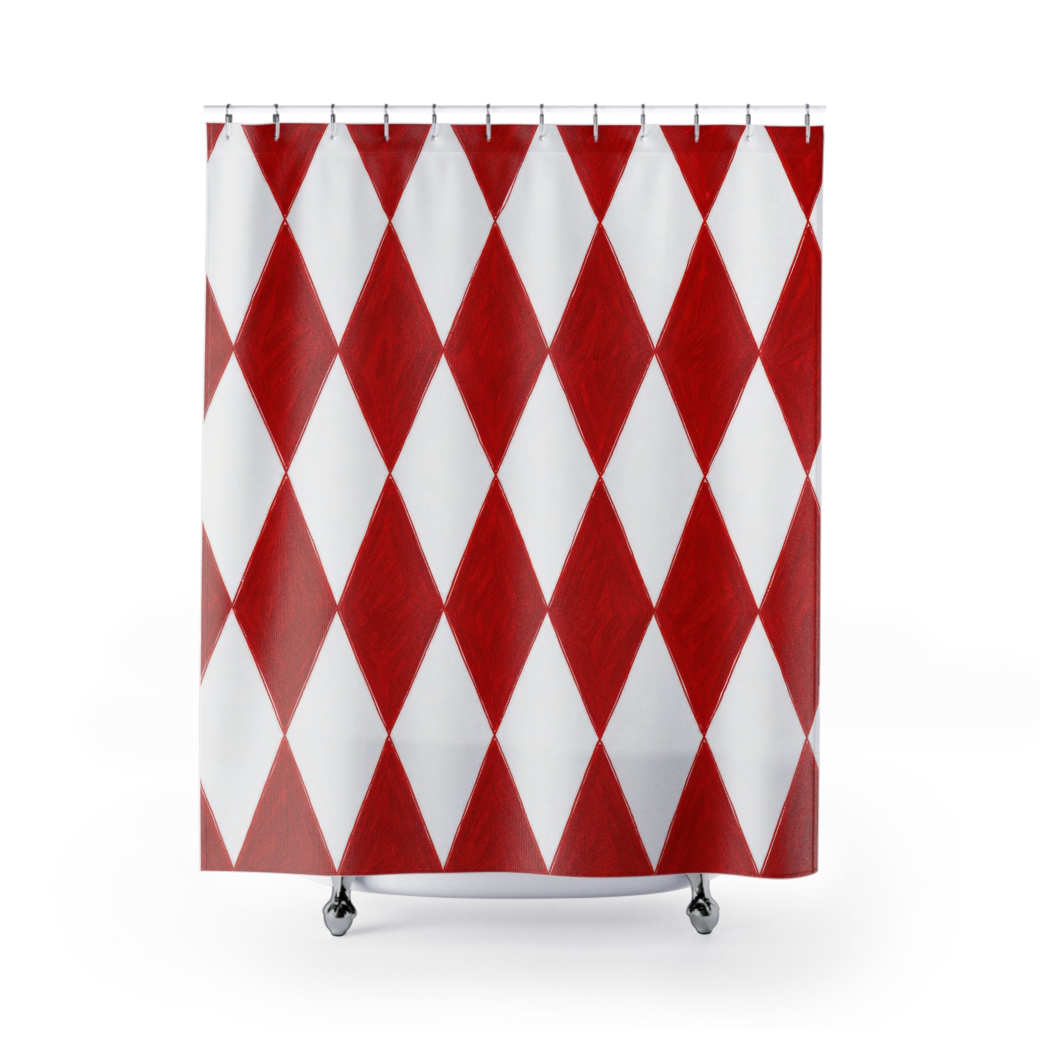 Red White Diamond Shower Curtain