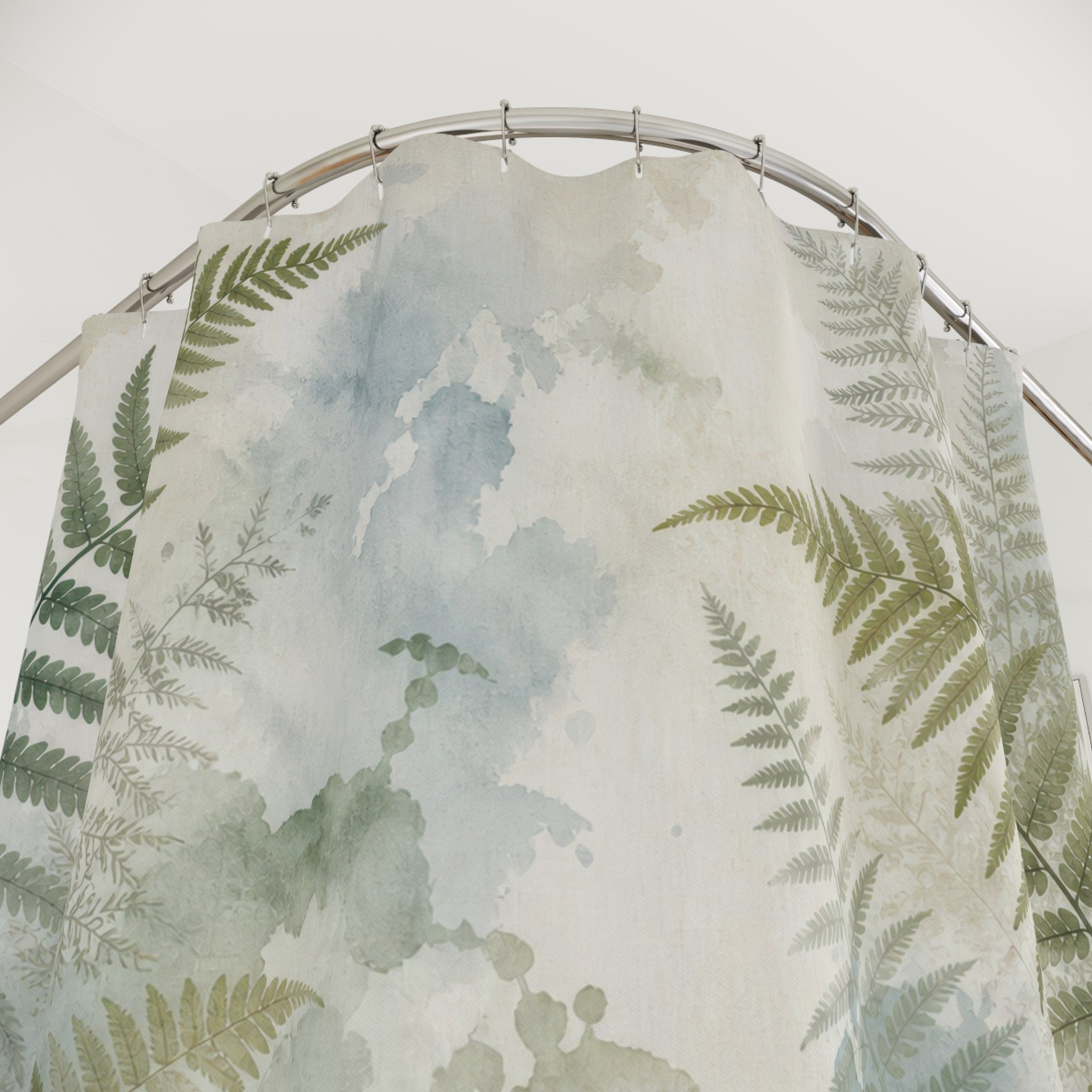 Misty Watercolor Leaf Shower Curtain