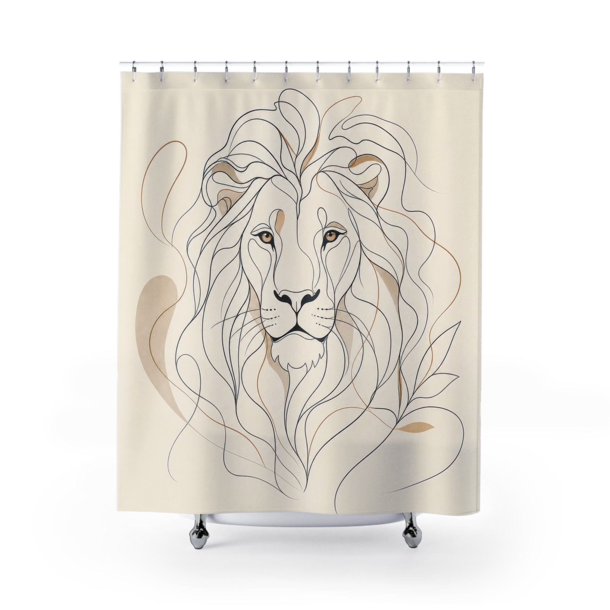 Minimal Line Art Animal Portrait Shower Curtain