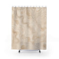 Beige Topographic Line Shower Curtain