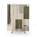 Modern Geometric Olive Green Shower Curtain