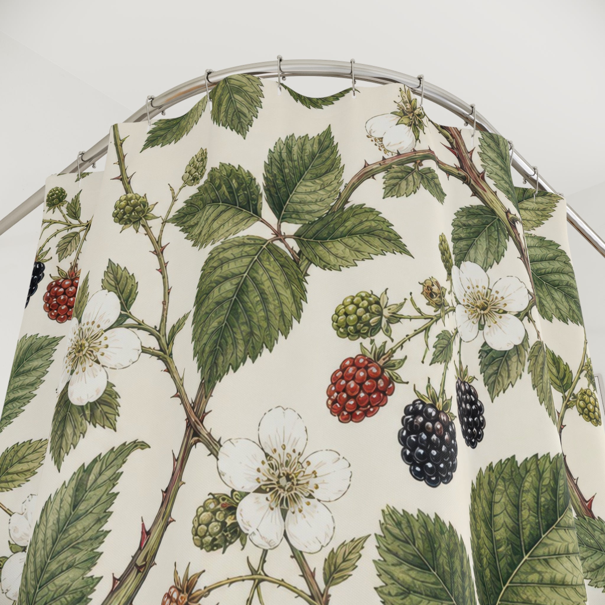 Botanical Berry Bramble Plant Shower Curtain