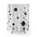 Black White Planet Shower Curtain