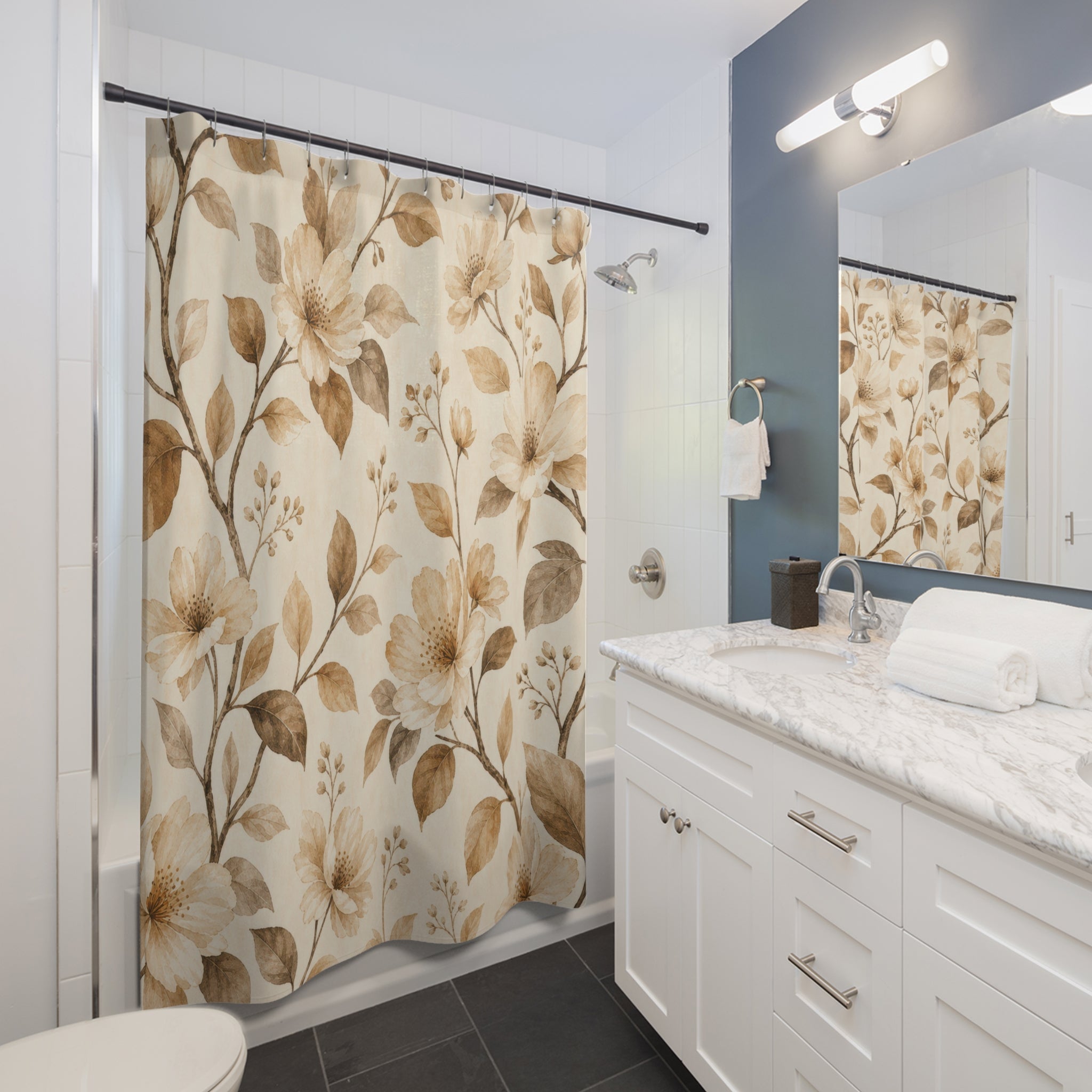 Taupe Botanical Vine Shower Curtain